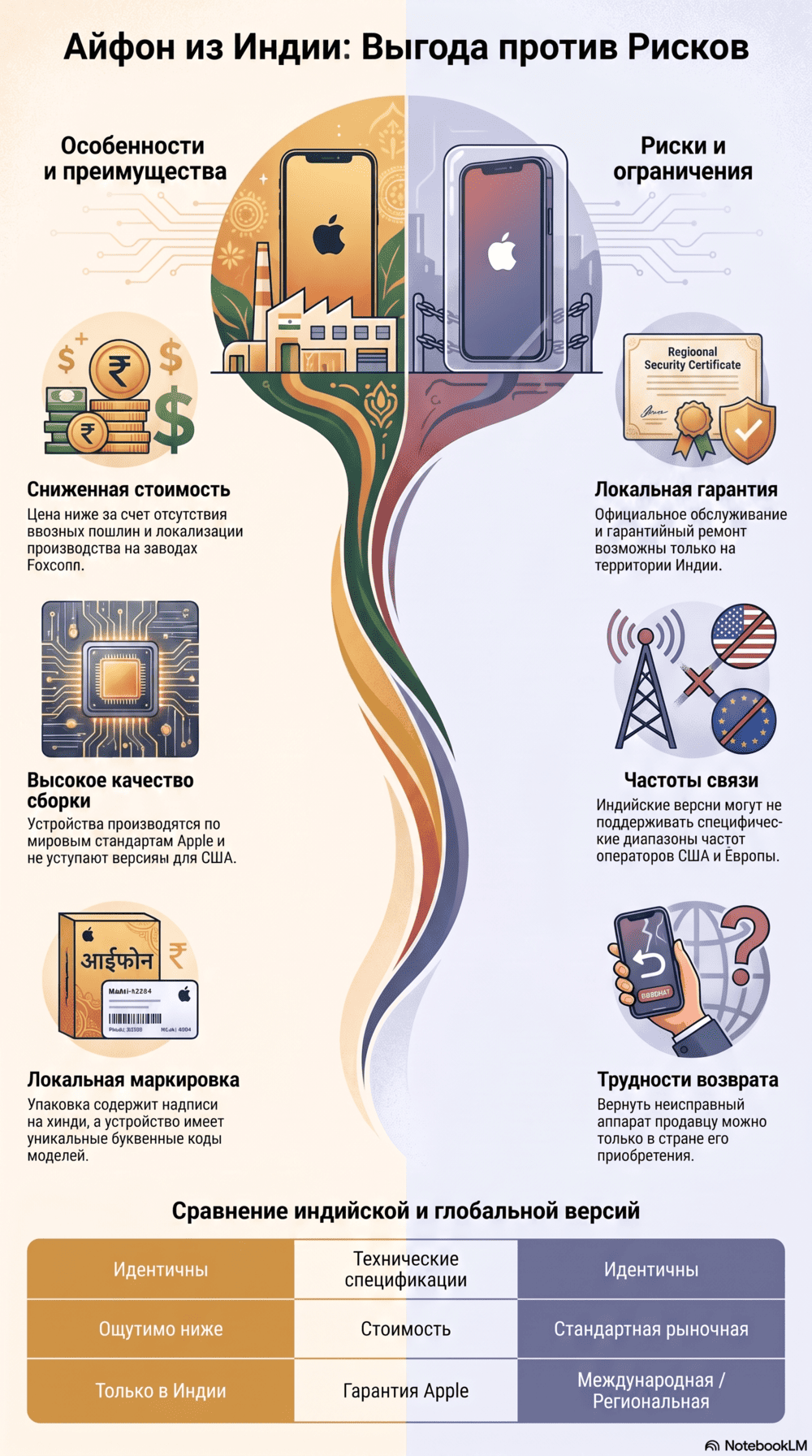 инфографика - отличие айфона для индийского рынка от других