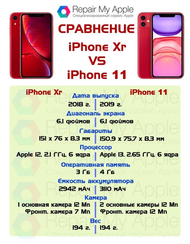 Сравнение iPhone Xr и 11