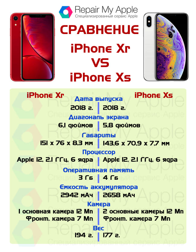 Сравнение iPhone Xr и Xs